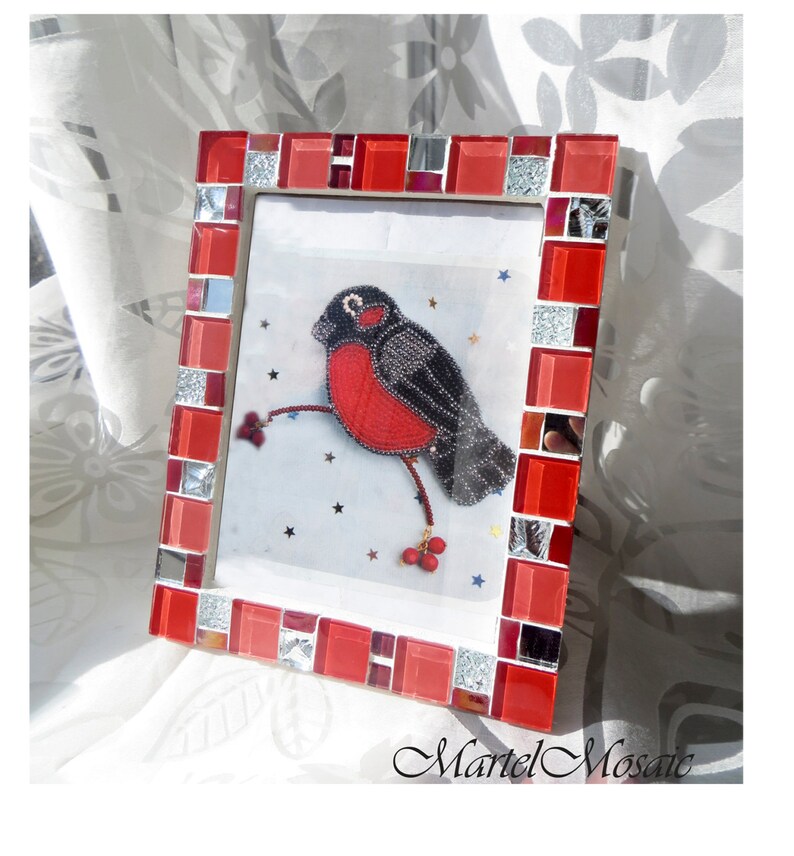 5x7 Frame Mosaic Photo Frame Red Frame Photo Frame 5x7 Etsy