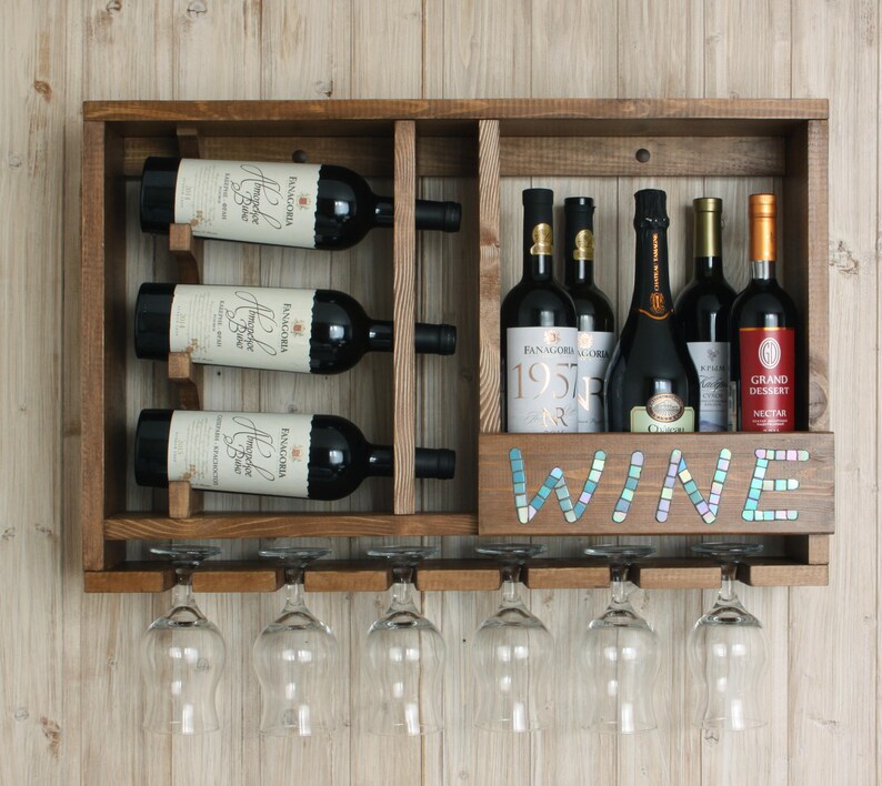 Rustic shelf Wine bottle holder Rustic wine rack Gift Etsy