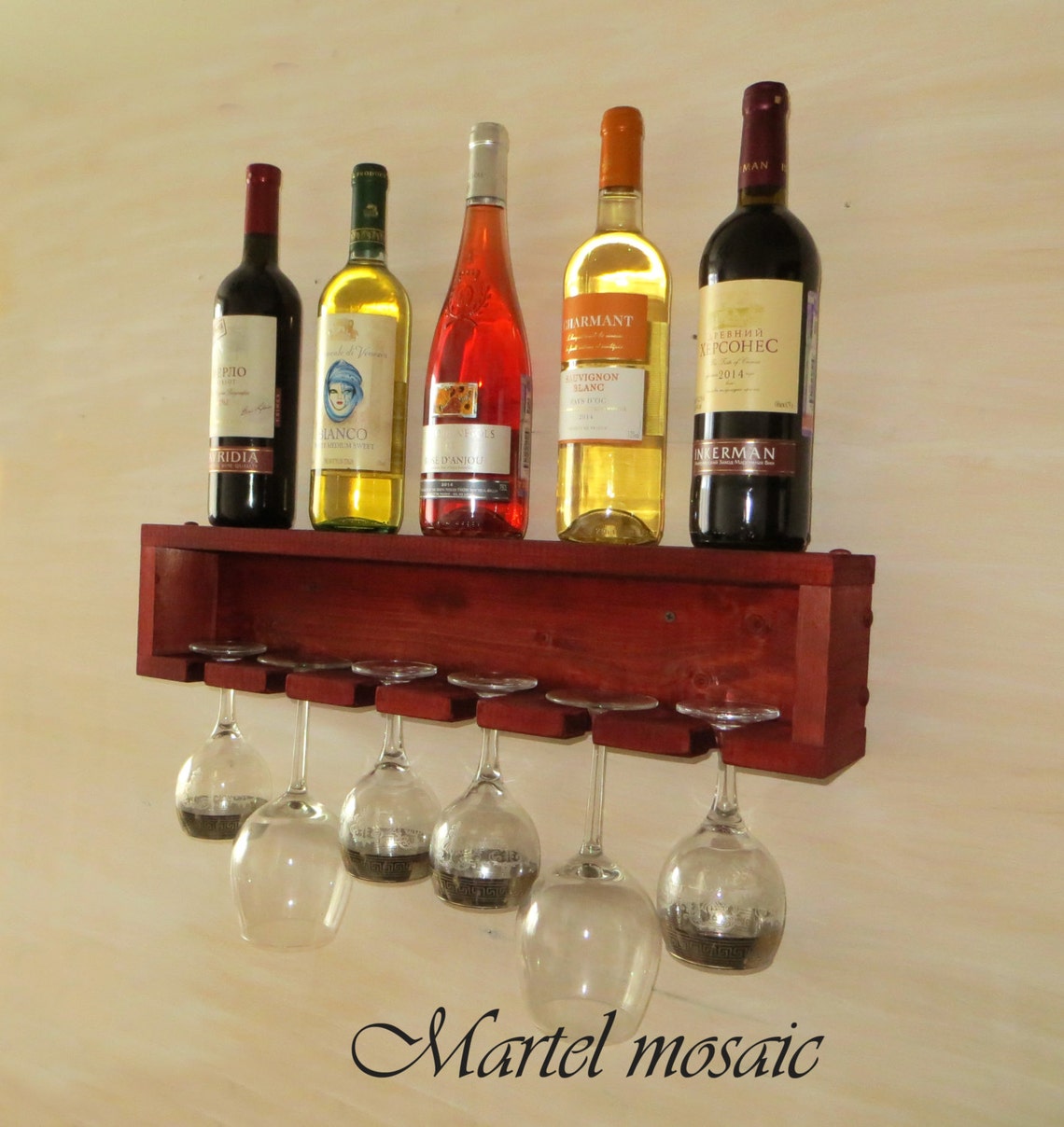 Wooden wine shelf Wall wine rack Wooden glass bottle Etsy