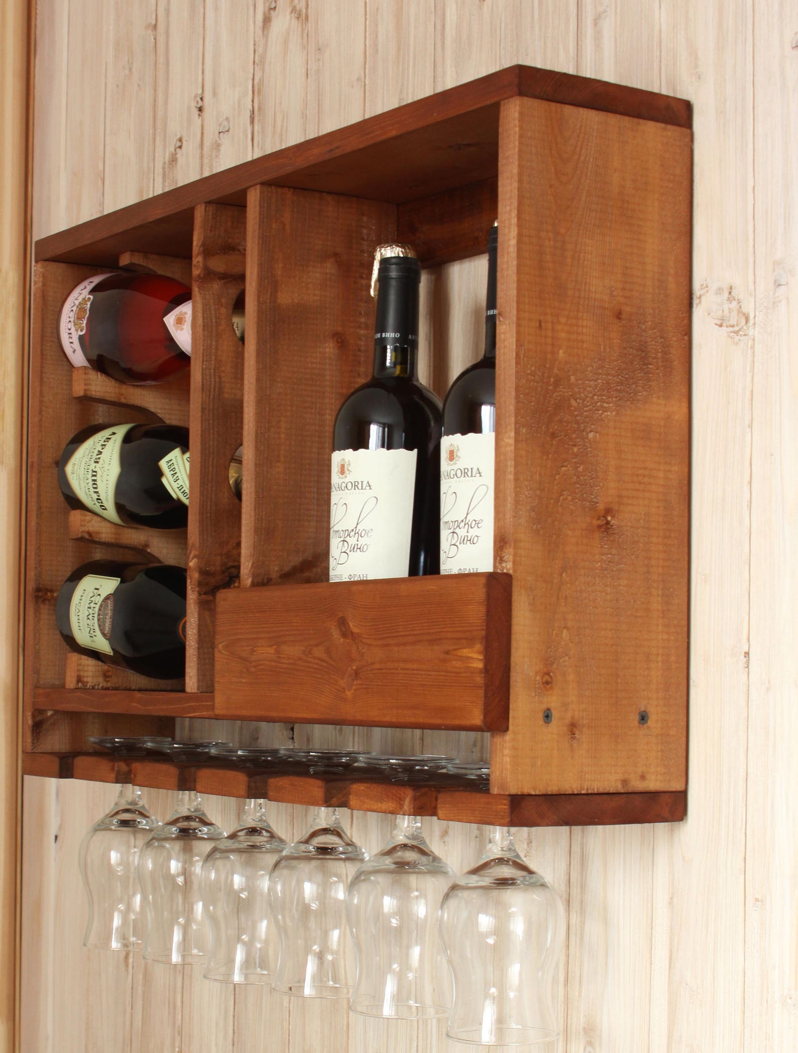 Wooden Wine Rack Wedding Gift Wooden Bar Rustic Wine Etsy