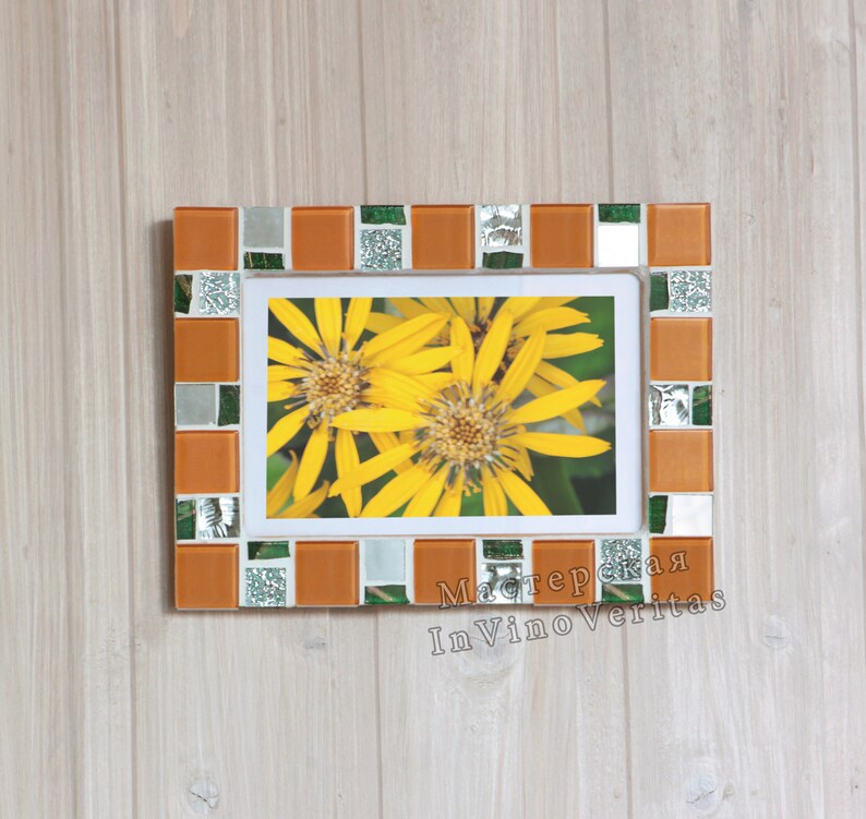 4x6 frame Mosaic photo frame Light blue frame Photo Etsy