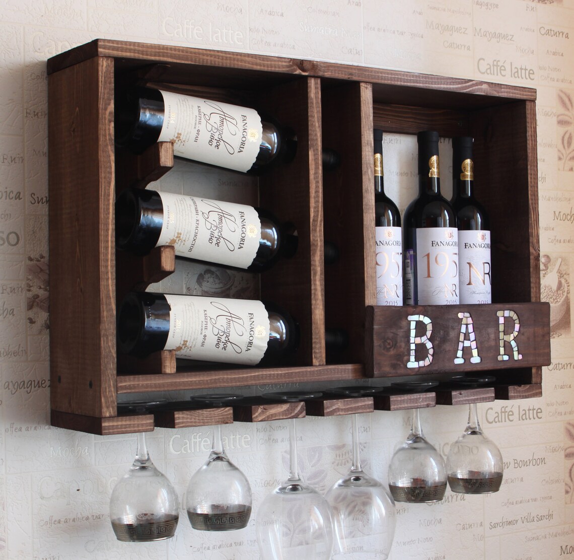 Wooden wine rack Wedding gift Wooden bar Rustic wine Etsy