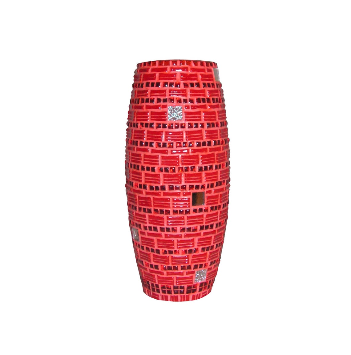 Red vase Glass mosaic vase Vase glass Mosaic vase Etsy