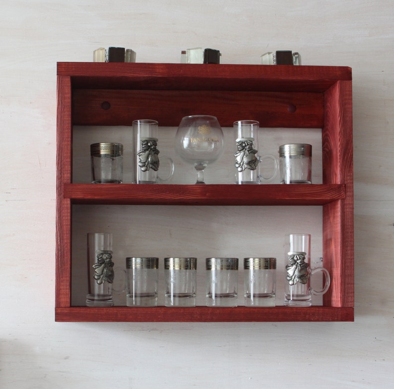 Shot glass shelf Shot glass holder Wooden glass rack Etsy