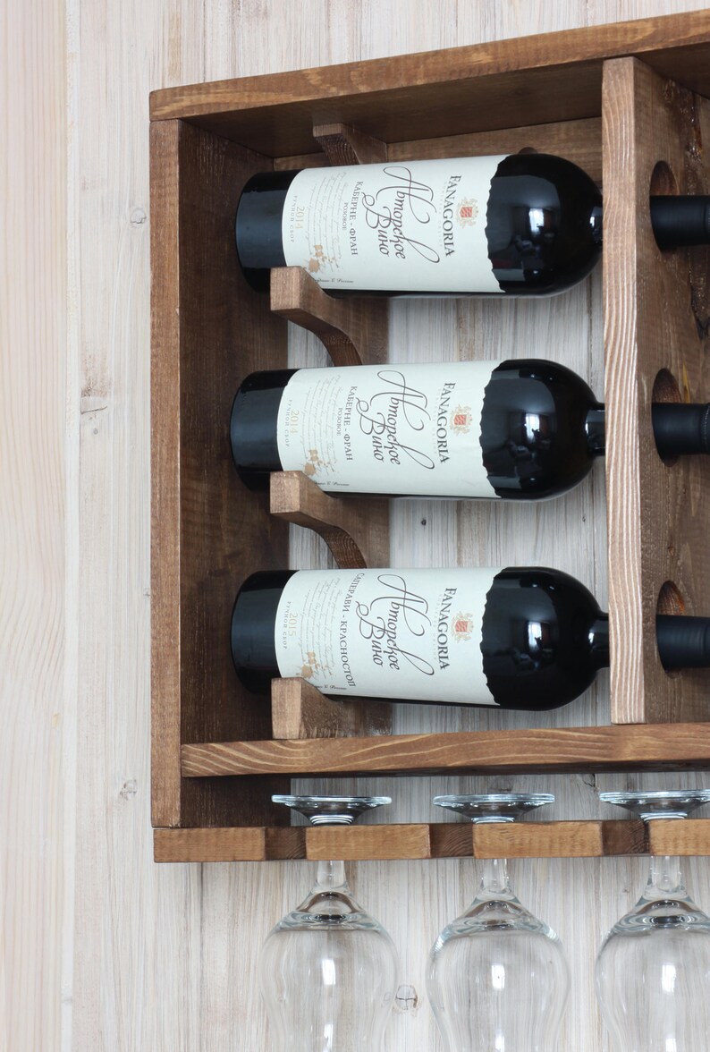 Rustic shelf Wine bottle holder Rustic wine rack Gift Etsy
