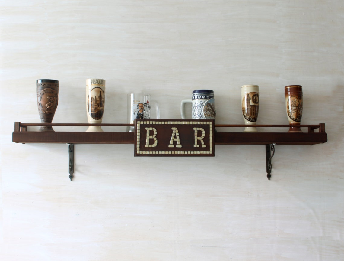 Wooden Bar Shelf Rustic Home Decor Wooden Wine Rack Etsy