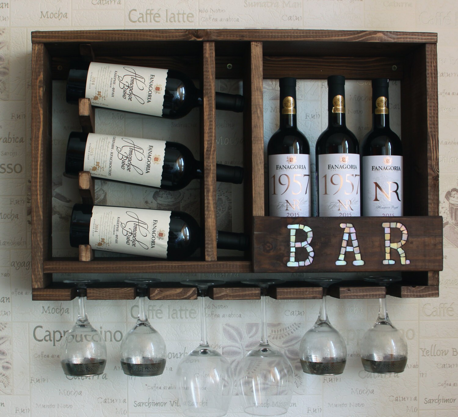 Wooden wine rack Wedding gift Wooden bar Rustic wine Etsy