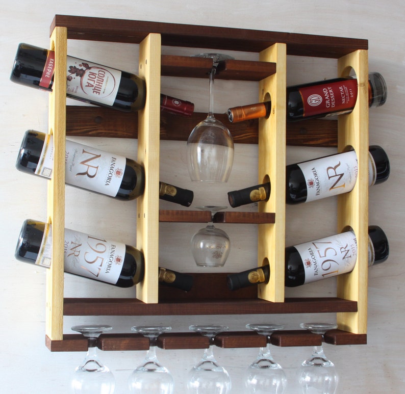 Decoracion Rustica De La Casa Estante De Vino De Pared Etsy