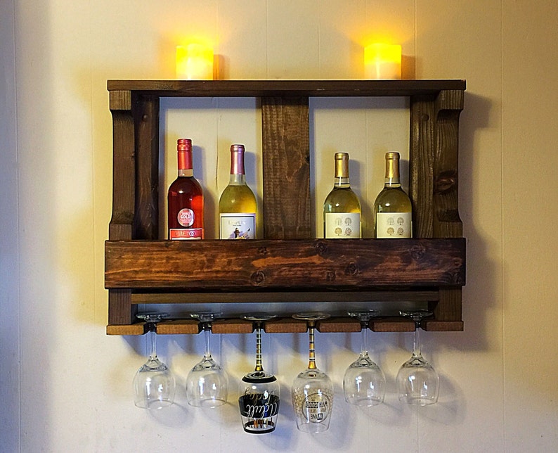 Wooden wine rack Kitchen shelf Rustic wine rack Rustic Etsy