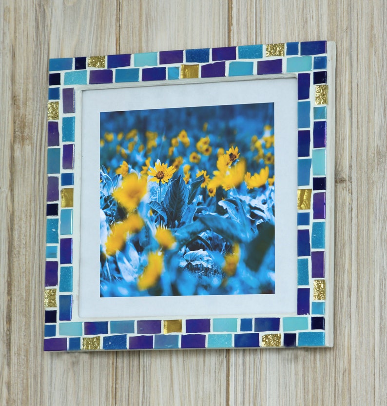 7x7 frame Mosaic wall photo frame Blue frame Photo frame Etsy