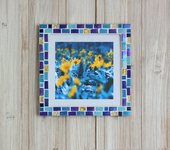 7x7 frame Mosaic wall photo frame Blue frame Photo frame Etsy