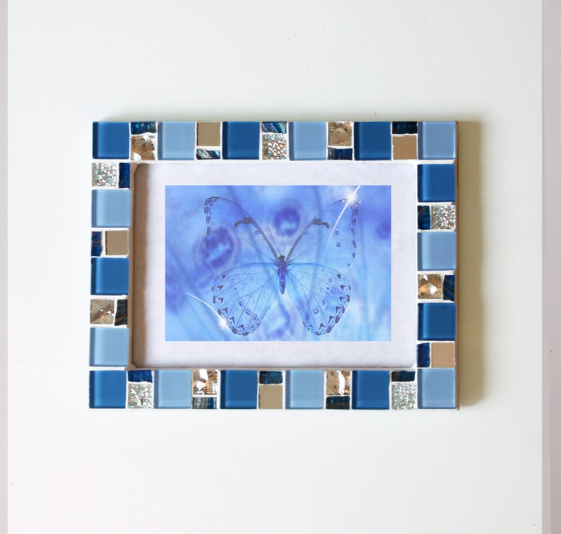 5x7 frame Mosaic photo frame Blue frame Photo frame 5x7 Etsy