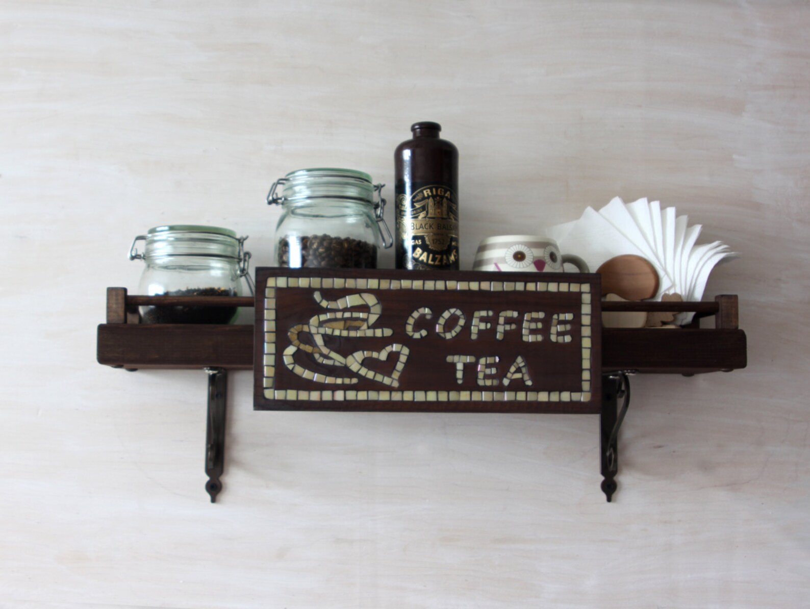 Coffee shelf Tea Station Coffee and Tea Shelf Wall Shelf Etsy