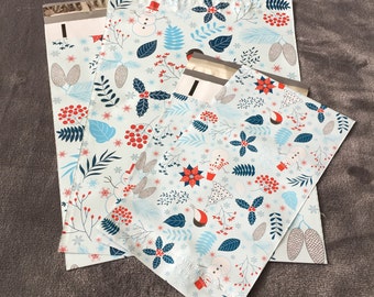 100 LIMITED EDITION 10x13 and 6x9 Snowman Poly Mailers Winter Christmas Snowflakes Pointsettia Envelopes Shipping Bags