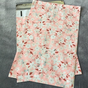 25  10x13  SPRING FLORAL Poly Mailers  Self Sealing Envelopes Shipping Bags Flowers Pink