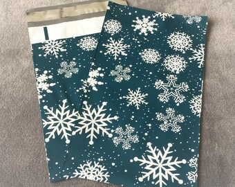 100 SHOP EXCLUSIVE 6x9 Blue Snowflakes Poly Mailers Shipping Bags Christmas