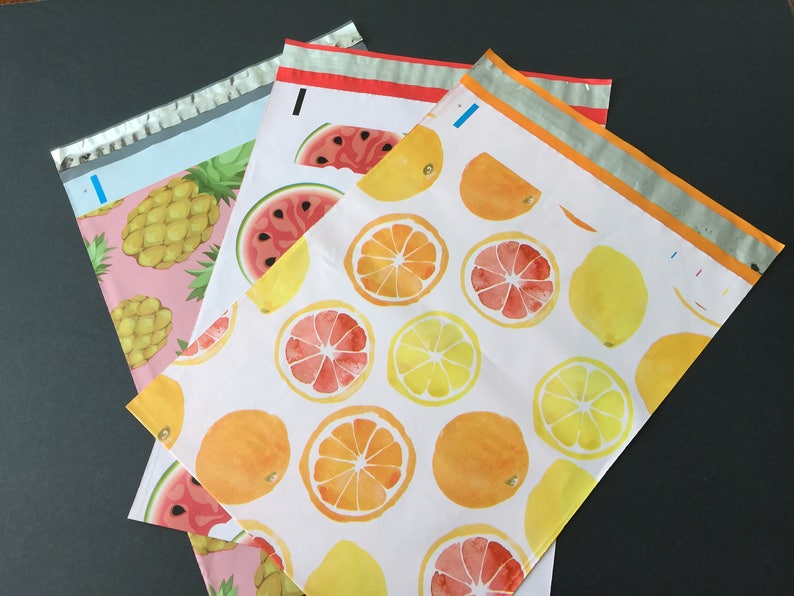 50 10x13 Fruit Combo CITRUS WATERMELON Pumpkin and PINEAPPLE Poly Mailers Self Sealing Envelopes image 2