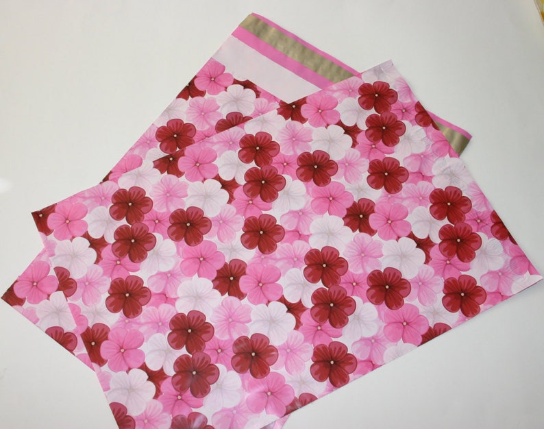 100 Assorted Designer Poly Mailers 10x13 Pink Red Hibiscus Roses Yellow Daisies Flowers Envelopes Shipping Bags Spring Mother's Day image 4