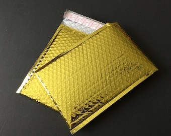 40  4x8  GOLD METALLIC Poly Bubble Mailers Size 000 Self Sealing Shipping Envelopes Christmas Wedding
