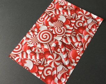 25 10x13 CANDY CANES  Designer Poly Mailers Red Christmas Envelopes Shipping Bags