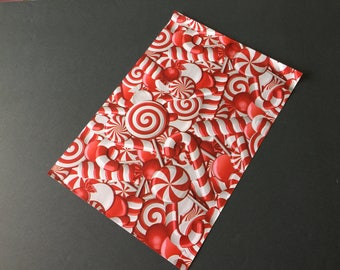 50 10x13 CANDY CANES  Designer Poly Mailers Red Christmas Envelopes Shipping Bags