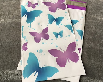 100 6x9 PURPLE BUTTERFLIES Poly Mailers Auto Sealing Envelopes Envío Bolsas de Envío