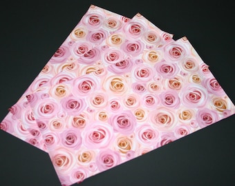 50 6x9 PINK ROSES Poly Mailers Self Sealing Envelopes Shipping Bags