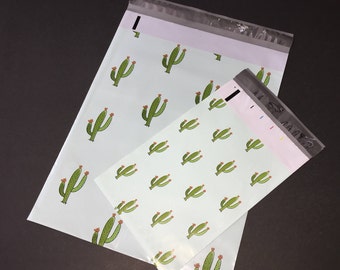 100 Designer CACTUS 6x9 and 10x13 Poly Mailers Envelopes 50 each Size Shipping Bags Green