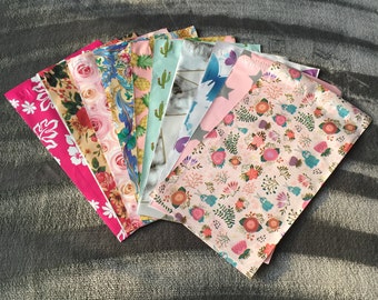 50 ASSORTED 6x9 Poly Mailers Stars Pineapple Flowers Paisley Marble Rabbits Butterflies Roses Shipping Bags