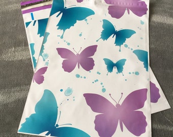 25 10x13 PURPLE BUTTERFLIES Poly Mailers Envelopes Shipping Bags