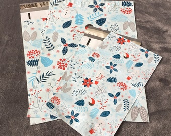 50 LIMITED EDITION 10x13 and 6x9 Snowman Poly Mailers Winter Christmas Snowflakes Pointsettia Envelopes Shipping Bags