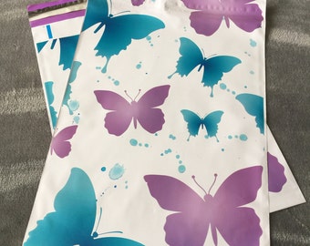 20  14x17 Purple & Blue BUTTERFLIES Poly Mailers  Envelopes Shipping Bags