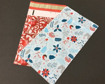 EDICIÓN LIMITADA 200 sobres de poliéster con diseño de muñeco de nieve y bastón de caramelo de 6 x 9, copos de nieve navideños de invierno, sobres de Pointsettia, bolsas de envío