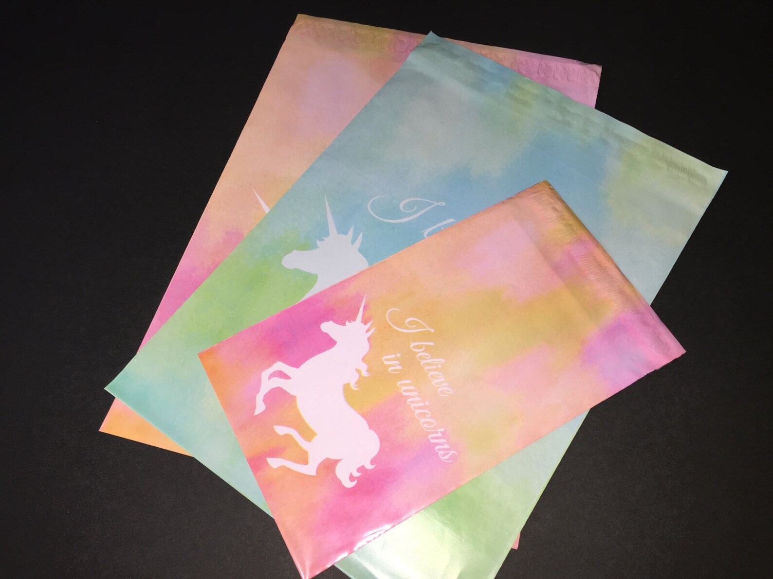 100 Designer 10x13 and 6x9 UNICORN Poly Mailers Blue and Green Etsy