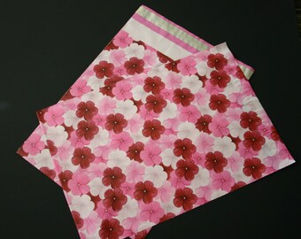 100 Designer Poly Mailers 10x13 Pink Red Hibiscus Flowers Envelopes Shipping Bags Spring Mother's Day