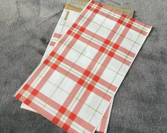 50 6x9 RED PLAID Poly Mailers Winter Christmas  Envelopes Shipping Bags