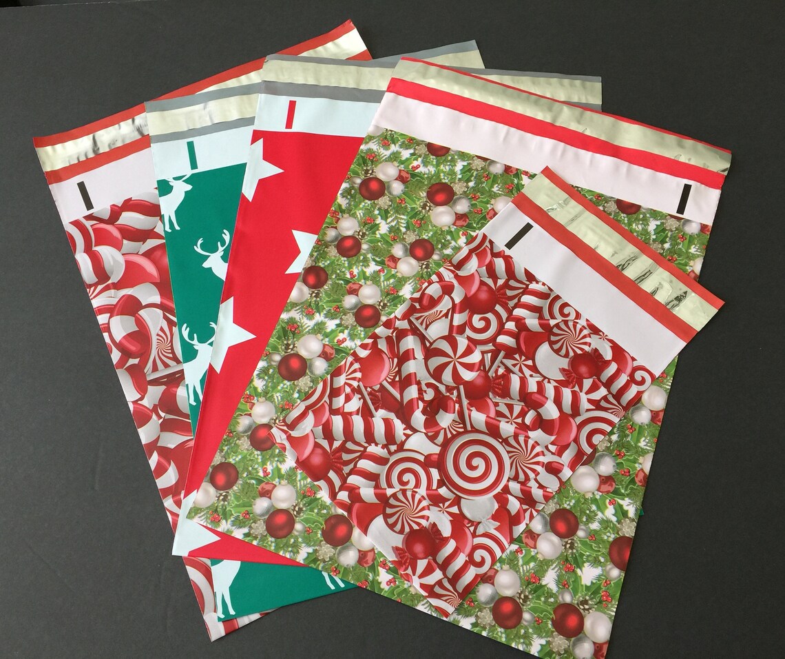 100 REDUCED 10x13 and 6x9 Designer CHRISTMAS Poly Mailers 20 Etsy