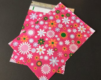 50 Designer Poly Mailers 10x13 Pink Daisies Envelopes Shipping Bags Spring Mother's Day