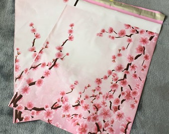 25 10x13 Pink Cherry Blossoms Poly Mailers Sobres Bolsas de envío