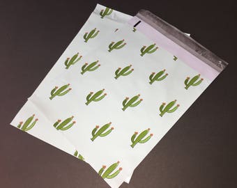 50 Designer CACTUS Poly Mailers 10x13 Envelopes Shipping Bags Green