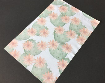 25 Designer 10x13 FLOWERING CACTUS Poly Mailers  Envelopes Shipping Bags Green Peach Purple