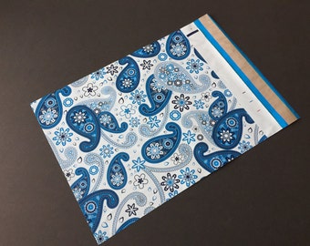 50 Designer BLUE PAISLEY Poly Mailers 10x13 Envelopes Shipping Bags