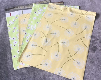 100 10x13 DANDELION and Wild Flowers Poly Mailers Shipping Bags Envelopes