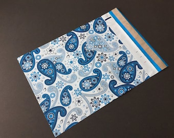 25 Designer BLUE PAISLEY Poly Mailers 10x13 Envelopes Shipping Bags