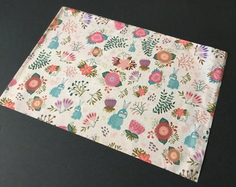 100 Designer Poly Mailers 10x13 Rabbits and Flowers Spring Easter Envelopes Shipping Bags