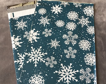 50 SHOP EXCLUSIVE 12x15.5 Blue Snowflake Poly Mailers Winter Christmas Envelopes Shipping Bags