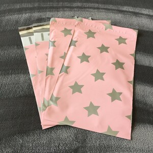 50 6x9 rosa con estrellas de plata Poly Mailers sobres bolsas de envío