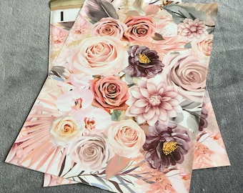 50 14x17 BOHO FLOWERS Poly Mailers Envelopes Shipping Bags Spring Mother's Day