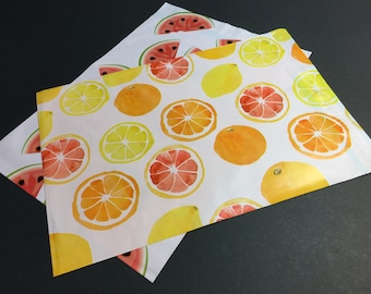 50 Designer CITRUS FRUIT and WATERMELON Poly Mailers 10x13 Envelopes Shipping Bags 25 Each