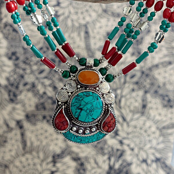 Ethnic statement necklace